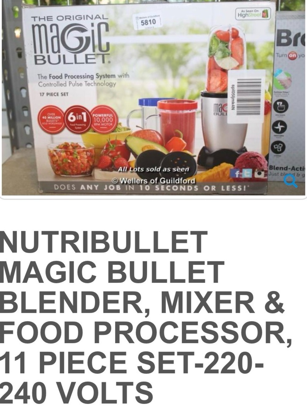 Magic Bullet 11-Piece Blender Mixer & Food Processor - White/Chrome
